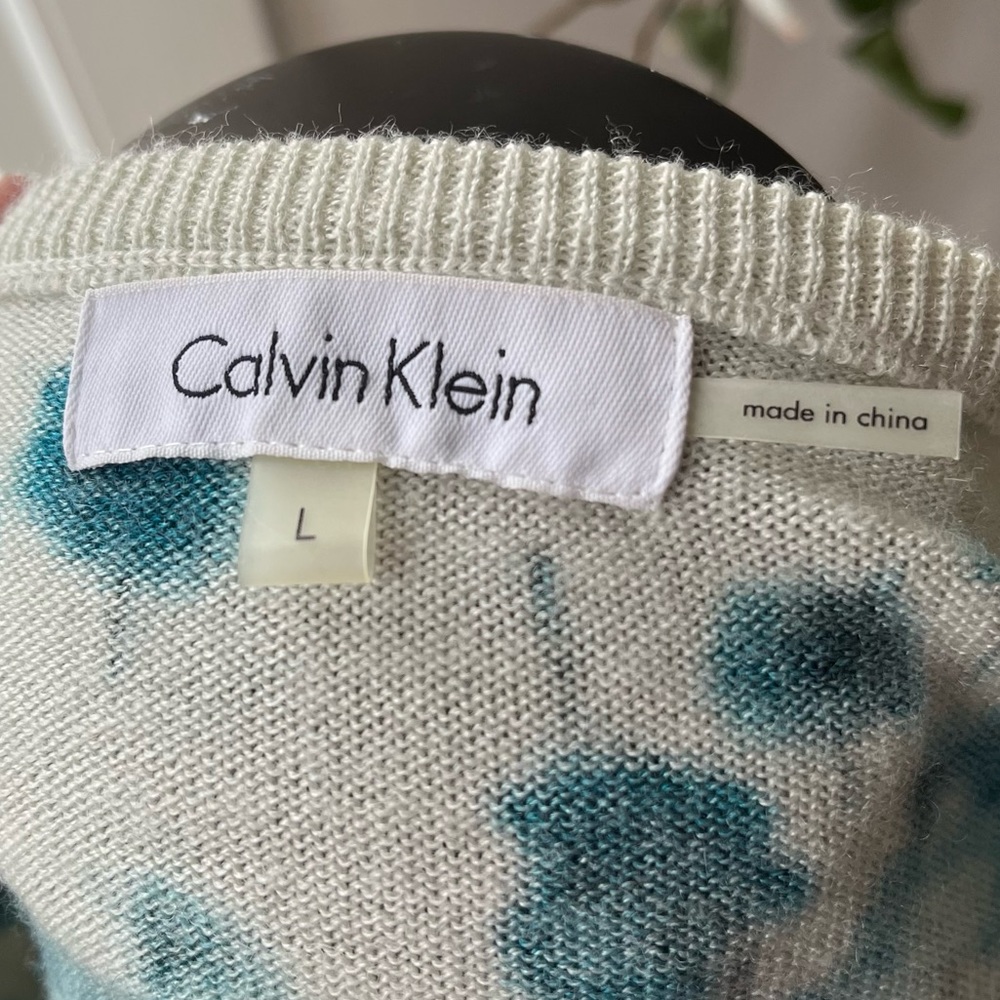Calvin Klein Abstract Tree Print Cardigan, Size L - Picture 7 of 13